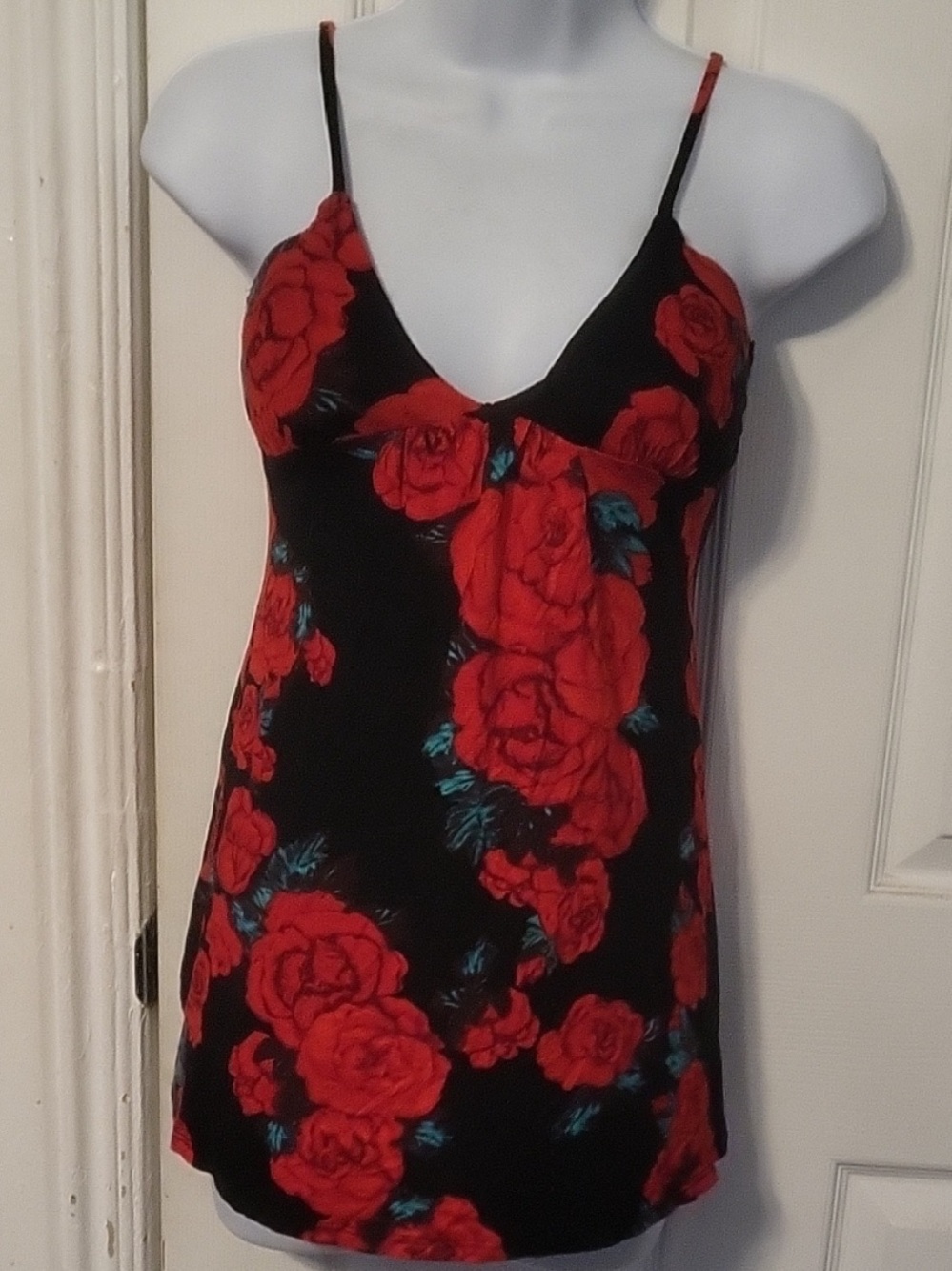 Topia Red and Black Floral Top